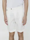 Pt Torino White Bermuda With Pence And Side Pocket With Flap In Linen And Cotton Blend Man In White