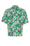 Pt Torino Shirt In Viscose And Linen Blend With Floral Print In Green