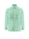 Pt Torino Green Cotton Shirt With Rouches In Green