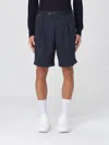 Pt Torino Blue Bermuda With Pence And Side Pocket With Flap In Linen And Cotton Blend Man In Blue