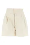 Pt Torino High Waist Pleated Synthetic Leather Shorts In Neutral