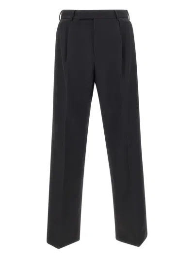Pt Torino Single Pleat Wool Trousers In Black
