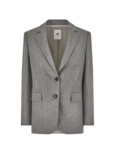 Pt Torino Single-breasted Blazer In Gray