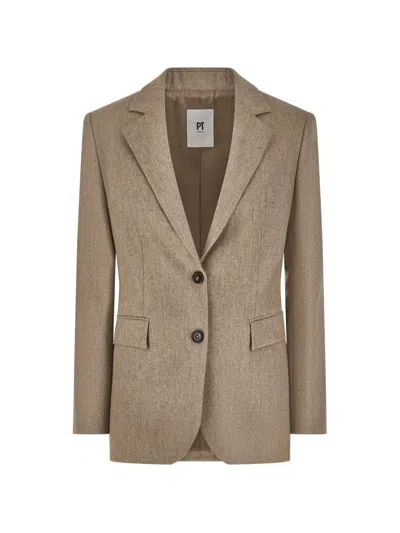 Pt Torino Single-breasted Notched-lapels Blazer In Neutral