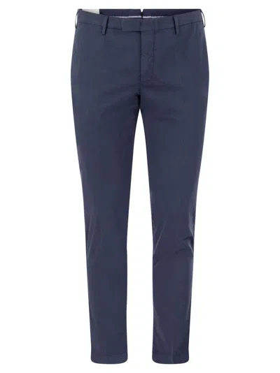 Pt Torino Skinny Trousers In Cotton And Silk In Gray