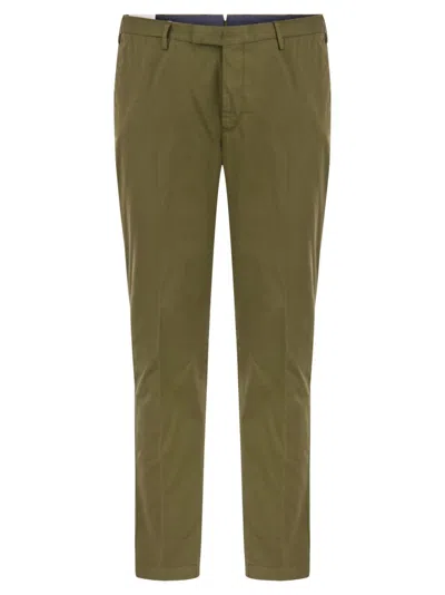 Pt Torino Skinny Trousers In Cotton And Silk In Green