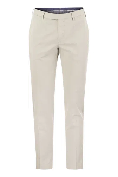 Pt Torino Skinny Trousers In Cotton And Silk In Ice