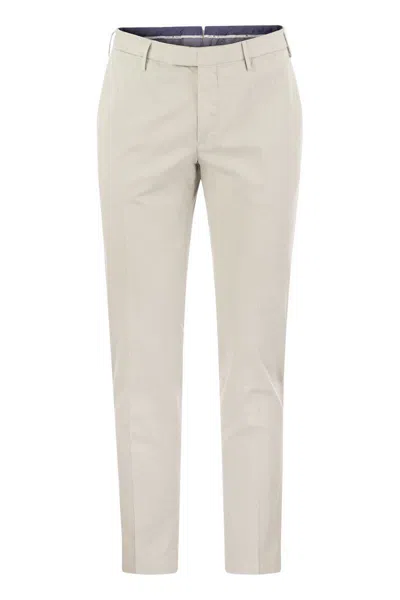 Pt Torino Skinny Trousers In Cotton And Silk In Ice