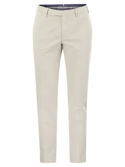 Pt Torino Skinny Trousers In Cotton And Silk In White