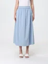 Pt Torino Cotton Poplin Midi Skirt In Blue