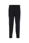 Pt Torino Tailored Wool Trousers With Detachable Feather Accent In Navy