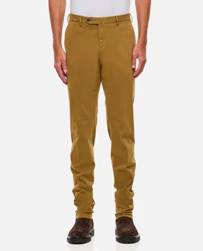 Pt Torino Slim Cotton Trousers In Beige