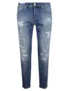 Pt Torino Slim-fit Blue Jeans With Distressed Detailing In Blue