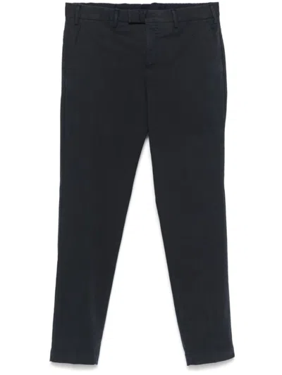 Pt Torino Slim Fit Blue Trousers With Modern Silhouette In Black