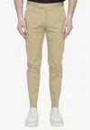Pt Torino Beige Stretch-design Tapered Trousers In Beige