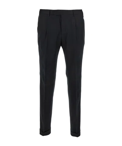 Pt Torino Slim Fit Concealed Closure Pants In Black