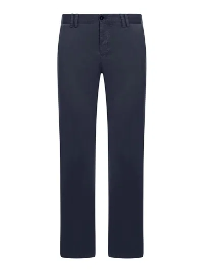 Pt Torino Slim Fit Cotton Trousers In Blue