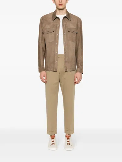 Pt Torino Slim-fit Cotton Trousers In Neutrals
