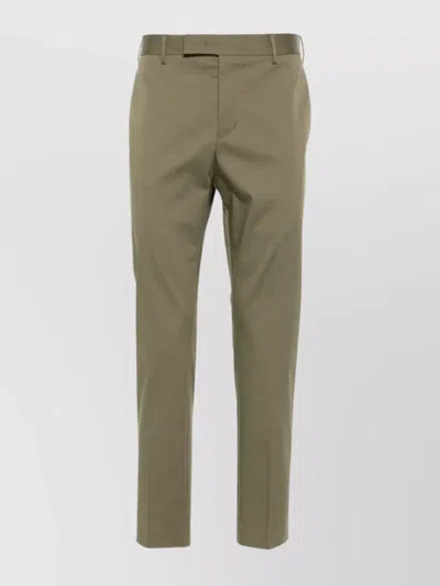 Pt Torino Slim Fit Cotton Twill Trousers In Green