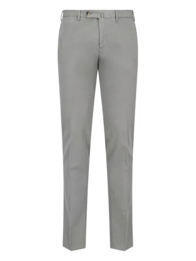 Pt Torino Slim-fit Grey Cotton Blend Trousers In Gray
