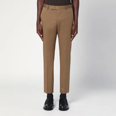 PT TORINO PT TORINO SLIM-FIT HAZELNUT-COLOURED COTTON TROUSERS