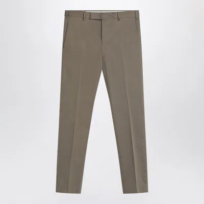 Pt Torino Slim-fit Military Green Trousers In Cotton In Gray