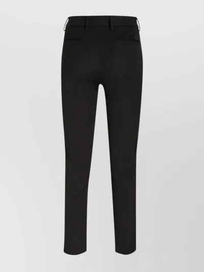 Pt Torino Slim Fit Stretch Trousers With Belt Loops In Black