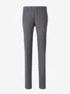 Pt Torino Super Slim Pied De Poule Wool Trousers In Light Grey