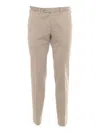 Pt Torino Stretch Cotton Trouser With Logo Metal Charm In Beige