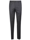Pt Torino Wool Trousers With Concealead Closure In Grigio Scuro