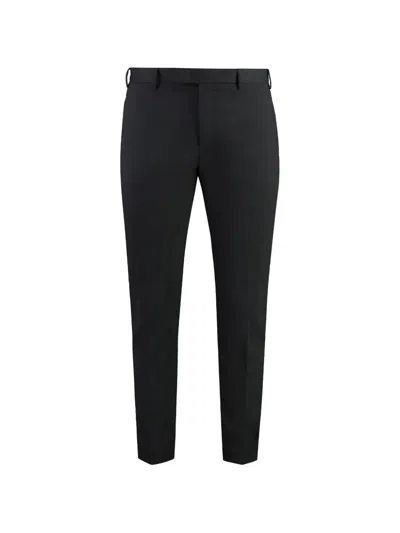 Pt Torino Travel Wool Blend Trousers In Black