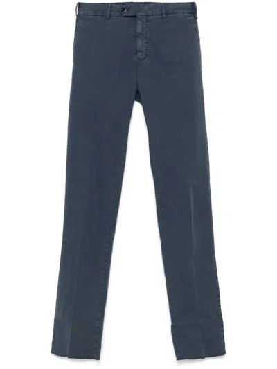 Pt Torino Slub-texture Trousers In Blue