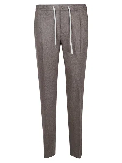 Pt Torino Soft Pant Virgin Wool-blend Drawstring Tailored Pants In Gray