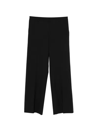 Pt Torino Soft Wool-blend Trousers With Zip And Hook Closure In Black