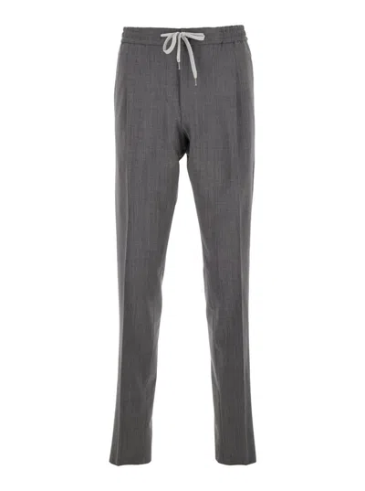 Pt Torino Drawstring-waist Trousers In Gray