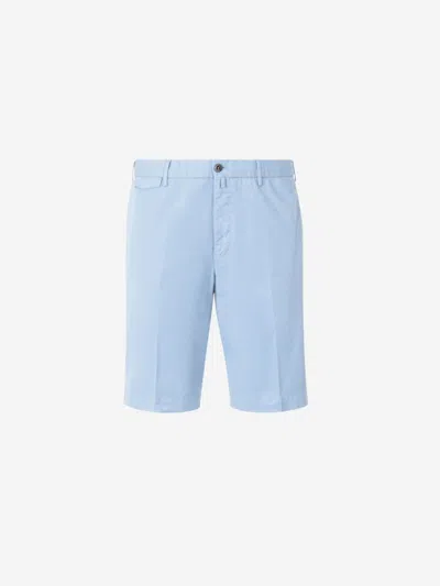 Pt Torino Straight Cotton Bermuda Shorts In Blue