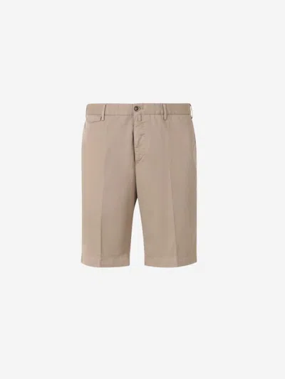 Pt Torino Straight Cotton Bermuda Shorts In Brown