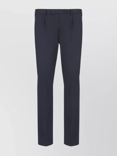 Pt Torino Straight Cotton Trousers Belt Loops In Blue