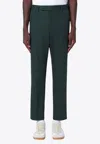 Pt Torino Cotton Trousers With Back Pockets And Belt Loops In Green