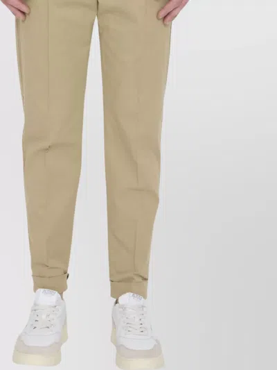 PT TORINO STRAIGHT-LEG COTTON GABARDINE TROUSERS WITH CUFFS