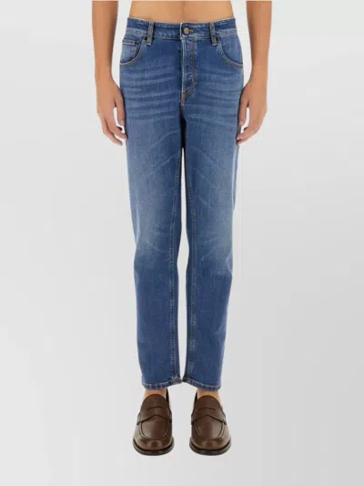 Pt Torino Straight Leg Denim Jeans With Faded Effect In Navy