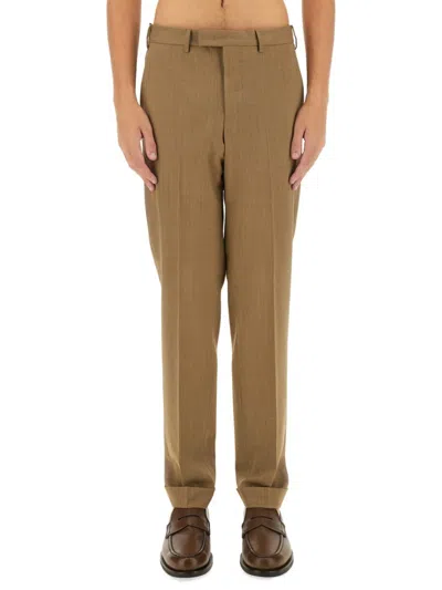 Pt Torino Tailored Brown Suit Pants With Straight-leg Silhouette