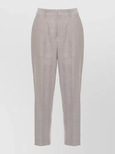 Pt Torino Straight Leg Striped Linen Cotton Pants In Gray