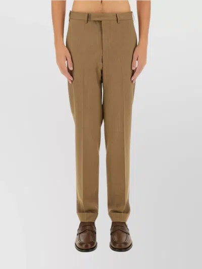 Pt Torino Straight Leg Trousers Belt Loops In Brown