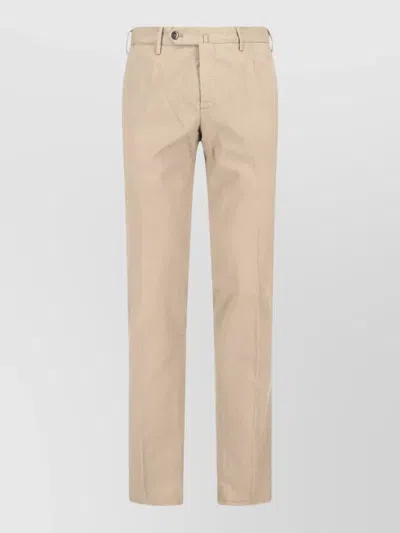 Pt Torino Straight Leg Trousers Belt Loops Pockets In Neutral