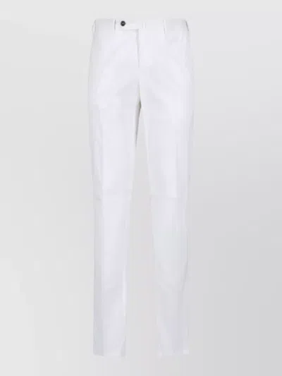Pt Torino Straight Leg Trousers Belt Loops Pockets In White