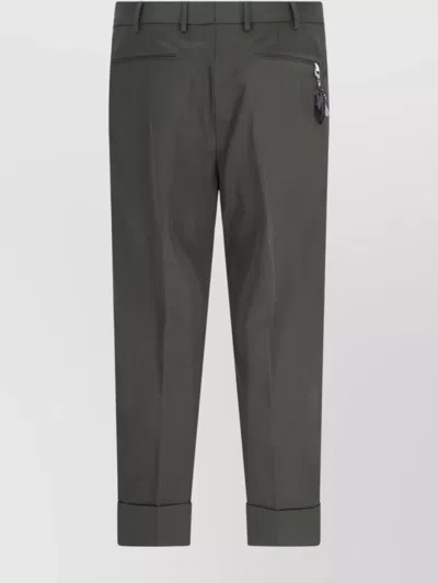 Pt Torino Straight Leg Trousers Cuffed Hem In Black