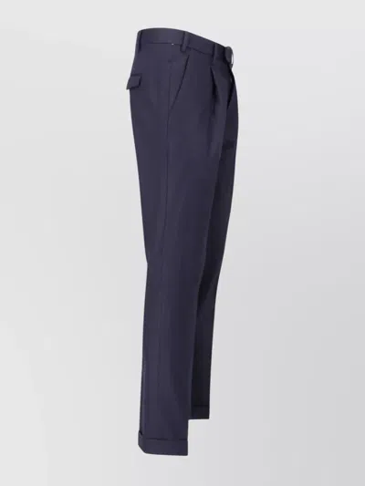 Pt Torino Straight Leg Trousers Cuffed Hem In Blue