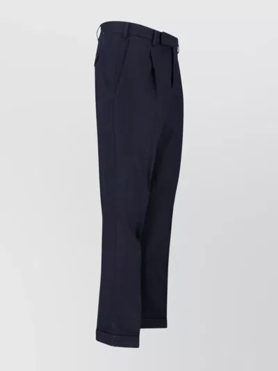 Pt Torino Straight Leg Trousers Cuffed Hem In Blue