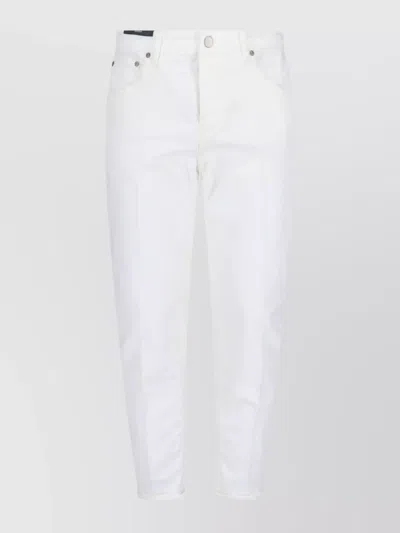 Pt Torino Straight Leg Trousers With Belt Loops In White